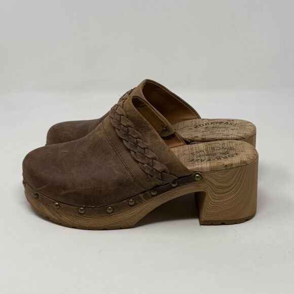 Kork Ease Tilly Clogs Womens 8 M Brown Leather Studded Block Heel Slip On - Picture 2 of 16
